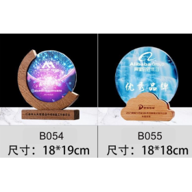 UV彩印/雷雕實木水晶獎座